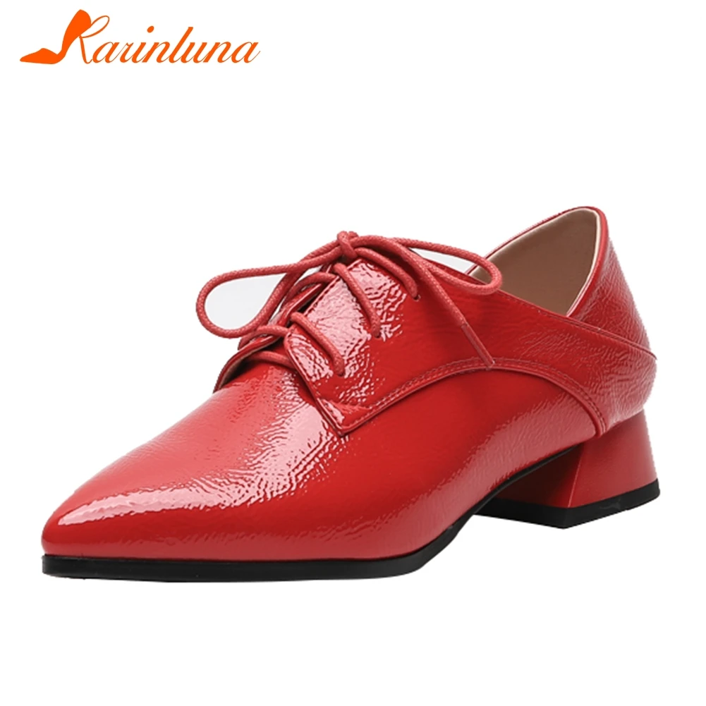 

KARINLUNA Plus Size 32-43 Shoes Woman Flats Female Fashion Pointed Toe Shoelaces Casual Women Shoes Footwear 2019