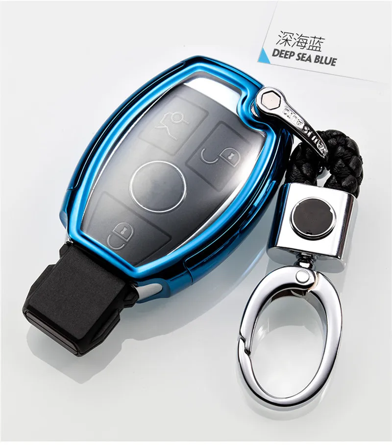 

PC+TPU Car Key Cover Case For Mercedes Key Chain Keyring Benz W204 W205 W212 C E S GLA AMG ETC