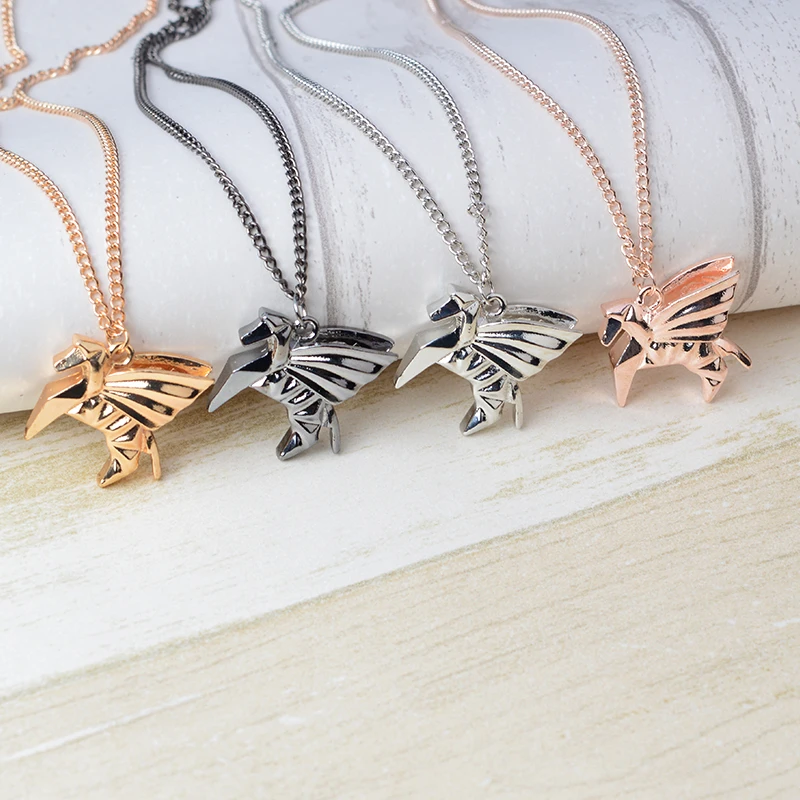 

Origami Pegasus Horse Pendant Necklaces For Women Men Fashion Minimalist Pet Animal Chain Gifts Handmade Jewelry