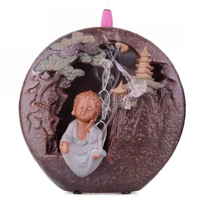 

Small Buddha Backflow Incense Burner Smoke Waterfall Incense Burner Holder Mountain River Handicrafts Incense Holder Censer