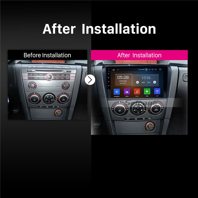 Cheap Seicane Car Multimedia player 1 Din For 2004 2005 2006 2007 2008 2009 Mazda 3 9 inch Android 9.0 8-Core 4GB RAM GPS Navigation 5