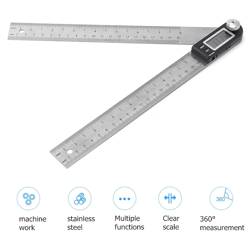 

New LCD Digital Display 200mm Stainless Steel Angle Ruler Finder Meter Protractor Inclinometer Goniometer Electronic Angle Gauge