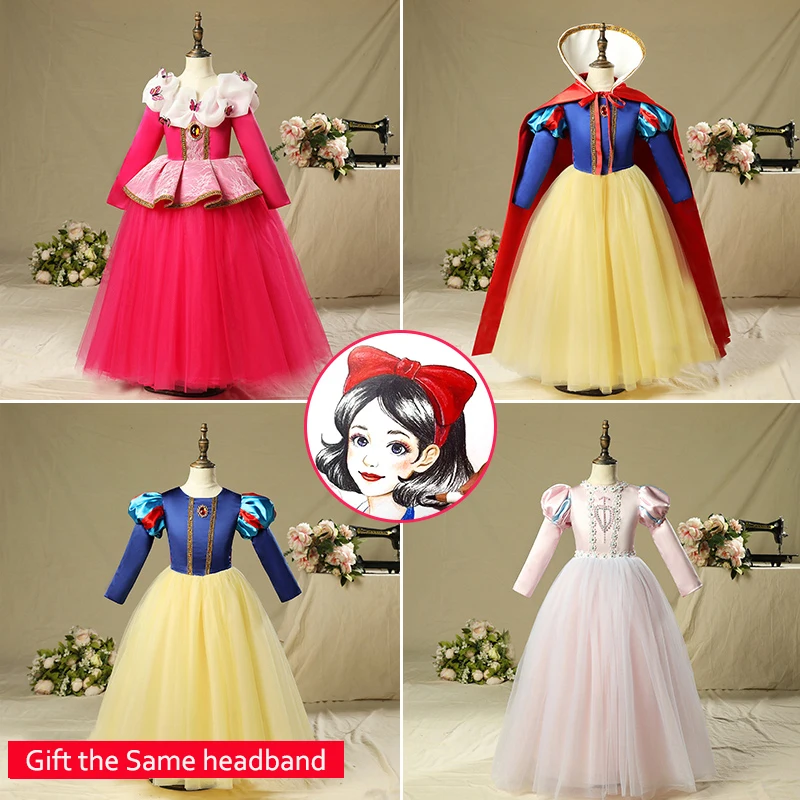 Платье принцессы Белоснежки для девочек 18 мес.-14 лет, платье принцессы для выступлений, рождественское платье для девочек, элегантное праздничное платье для девочек