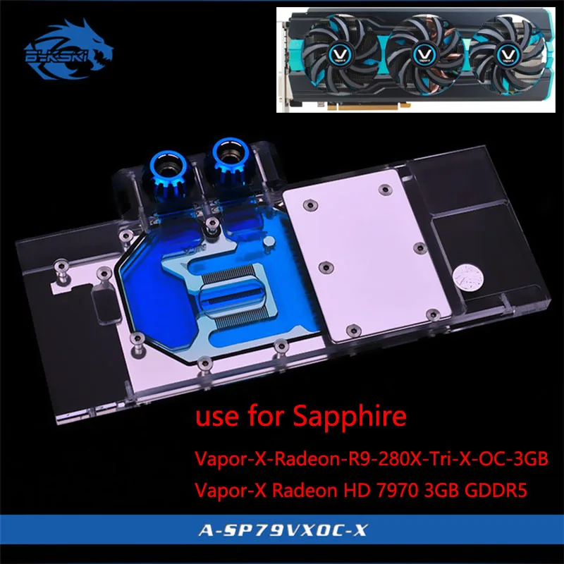 Bykski Graphics Card Water Block use for Sapphire-Vapor-X-Radeon-R9-280X-Tri-X-OC-3GB / Vapor-X Radeon HD 7970 3GB / Full Cover