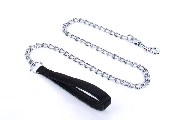 

Dog Chain Leash Handle Leads PU Leather Iron Chain dog leash Anti-Bite Metal Dog Chain Lead For small Medium Large dogs