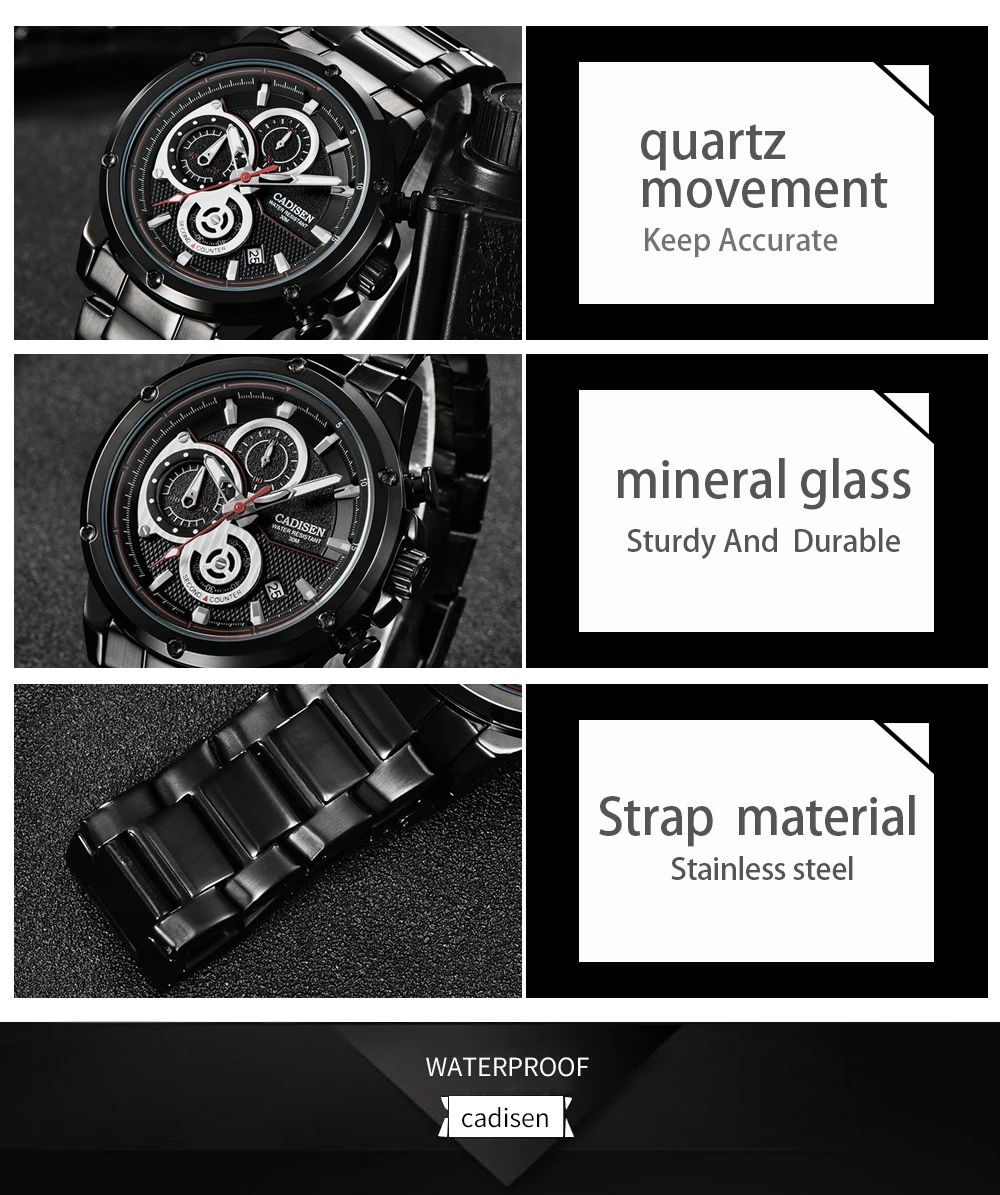 Для мужчин s часы лучший бренд класса люкс кварцевые Дата черный сталь часы для мужчин повседневное Военная Униформа