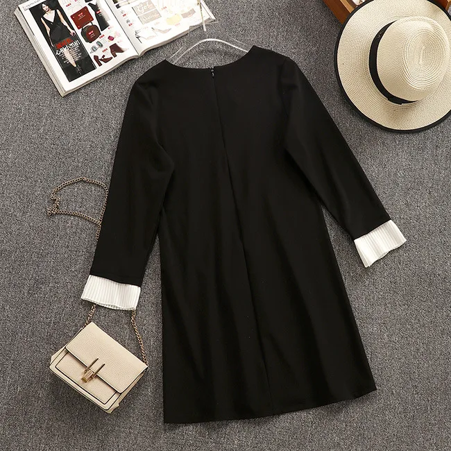 2019 Spring New Arrival Korean Style Temperament Slim Full Sleeve Black Mini Dress Loose Women Dresses With Sash Free Shipping
