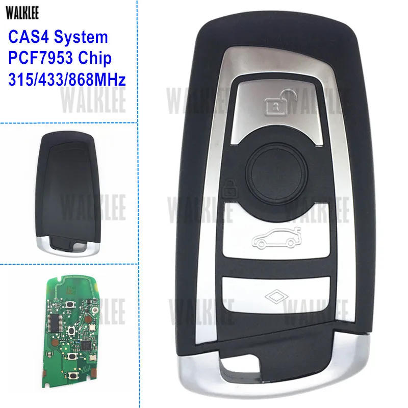 

WALKLEE Smart Key 4 Buttons Suit for BMW CAS4 CAS4+ 1 3 5 7 Series with PCF7953 Chip 315MHz 433MHz 868MHz Remote Keyless Entry