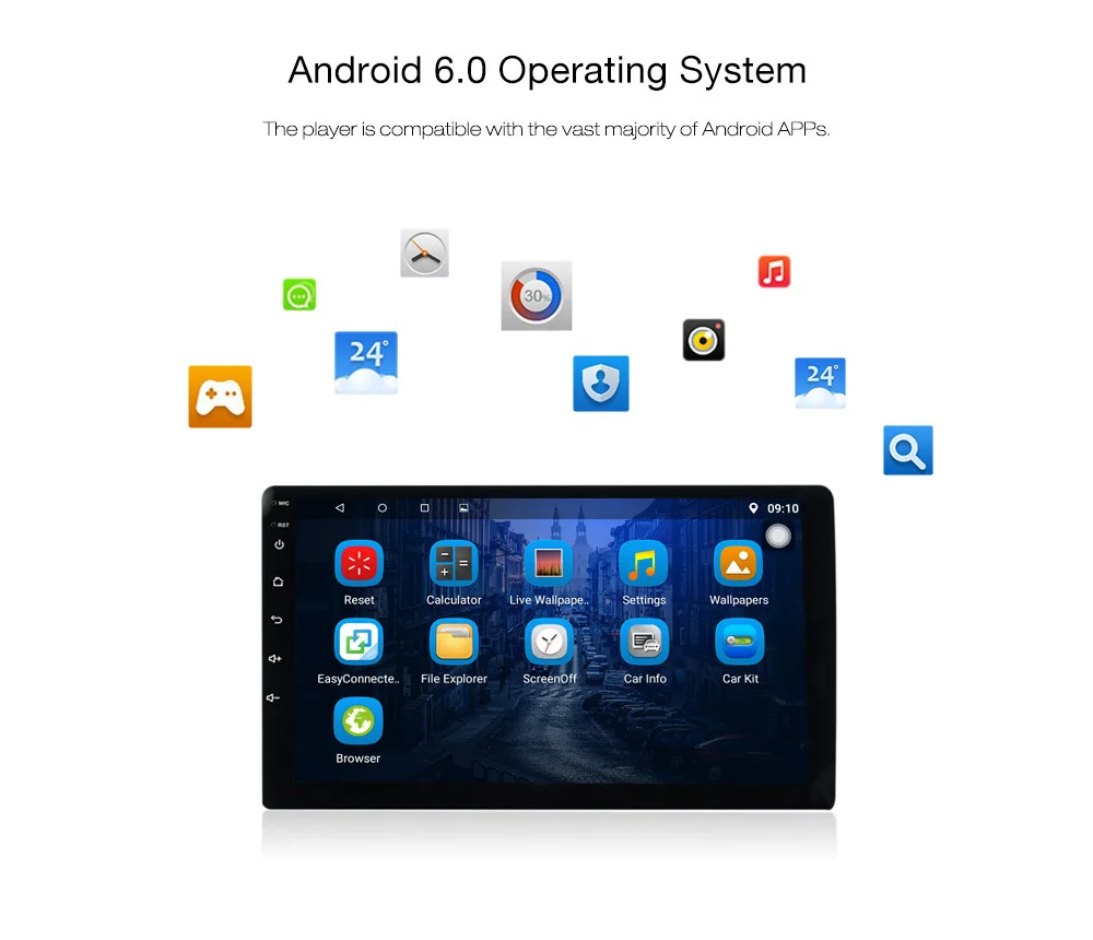 Zeepin Android 6.0 Автомобильный Мультимедийный Плеер 2 DIN 9 дюймовый Сенсорный экран