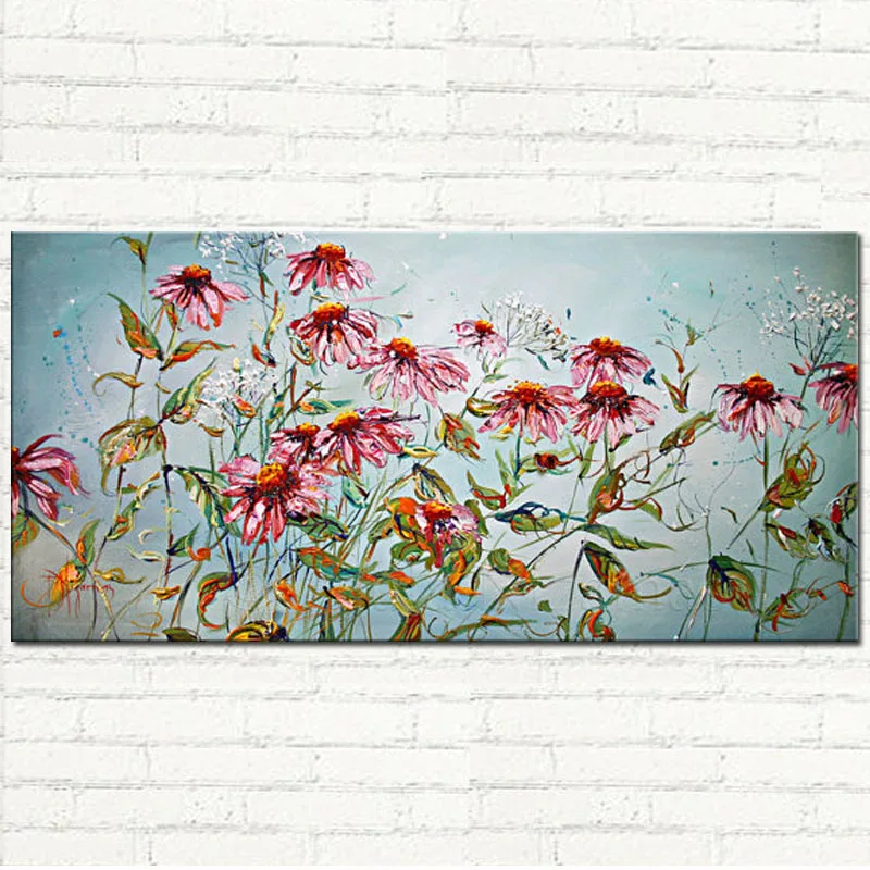 

Handpainted thick textured abstract Summer Daisies flower oil painting on cnavas for wall decoration
