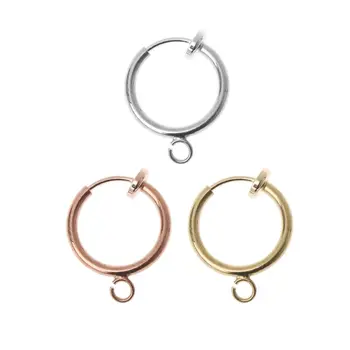 

10Pcs Brass Round Hoop Clip with Loop For Earring DIY Charms Jewelry Findings