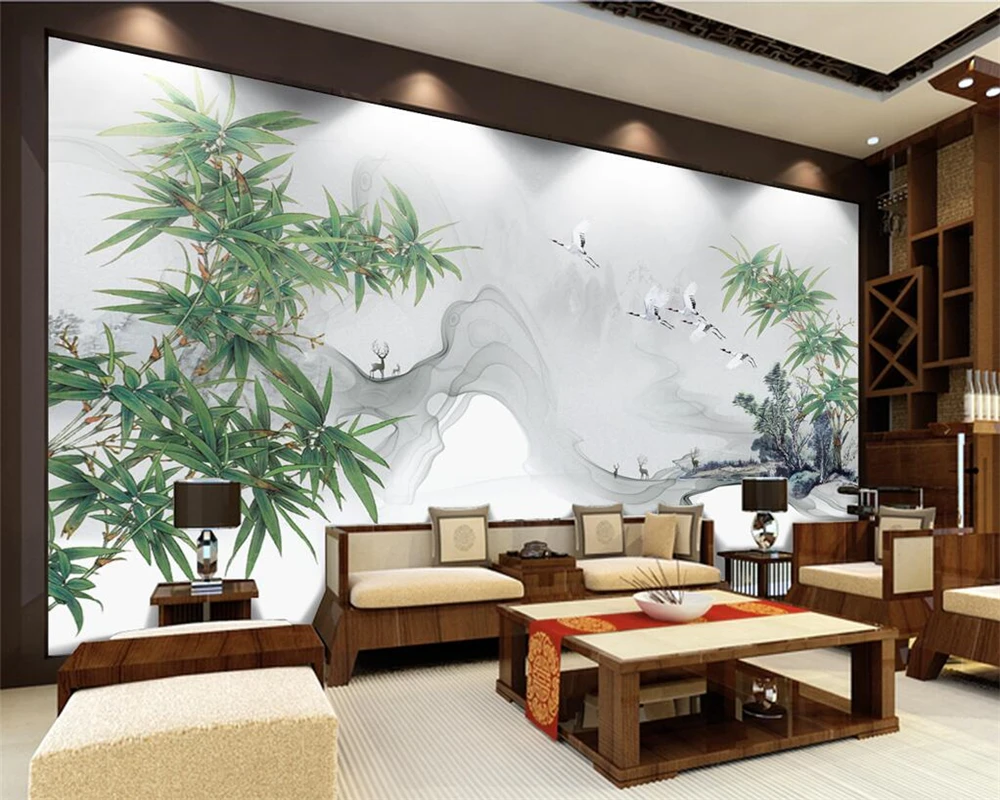 Beibehang Custom wallpaper simple Chinese bamboo mood ink landscape TV backdrop walls living room bedroom murals 3d wallpaper Beibehang Custom wallpaper simple Chinese bamboo mood ink landscape TV backdrop walls living room bedroom murals 3d wallpaper