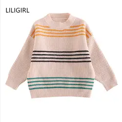 LILIGIRL/свитер для маленьких мальчиков и девочек детский пуловер в полоску с длинными рукавами на весну и осень, свитера Детские вязаные