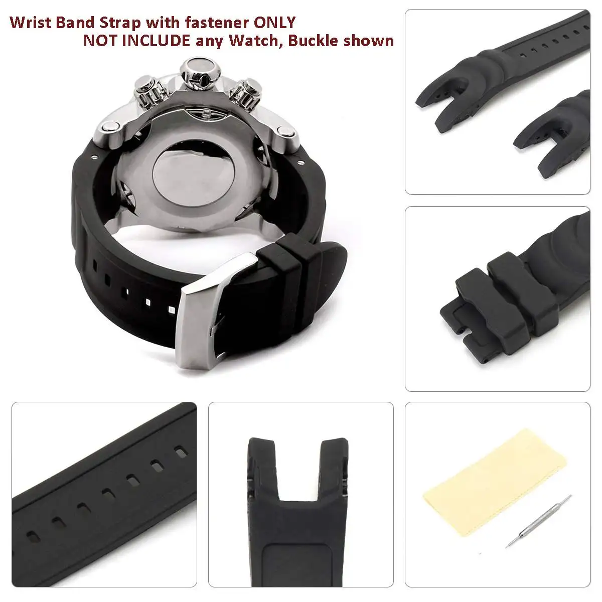 

New 26mm Black Rubber Wrist Watch Band Strap Replacement For Invicta Reserve Collection Venom Durable Two Piece Strap