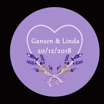

100 Pcs Customized lavender Wedding Stickers Logos Birthday Candy Boxes Tags Bottle Sticker Envelop Seals Boda Pegatina