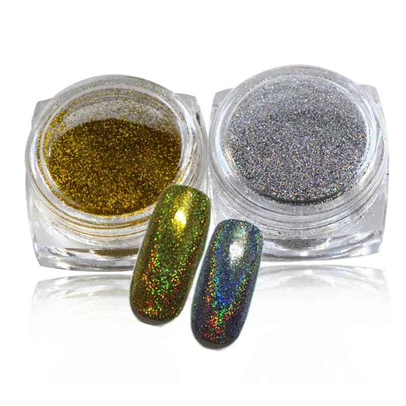 

1g/Box Fashion Rainbow Gold/Silver Holo Laser Nail Art Powder Dust Mermaid Effect Gradual Glitter Pigment Nail Sequin TRM09-10