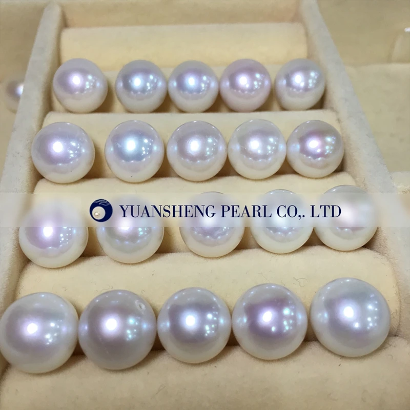 Natural White Edison Nucleated Pearl Round Beads Free Shipping 15" 9mm 10mm 11mm 