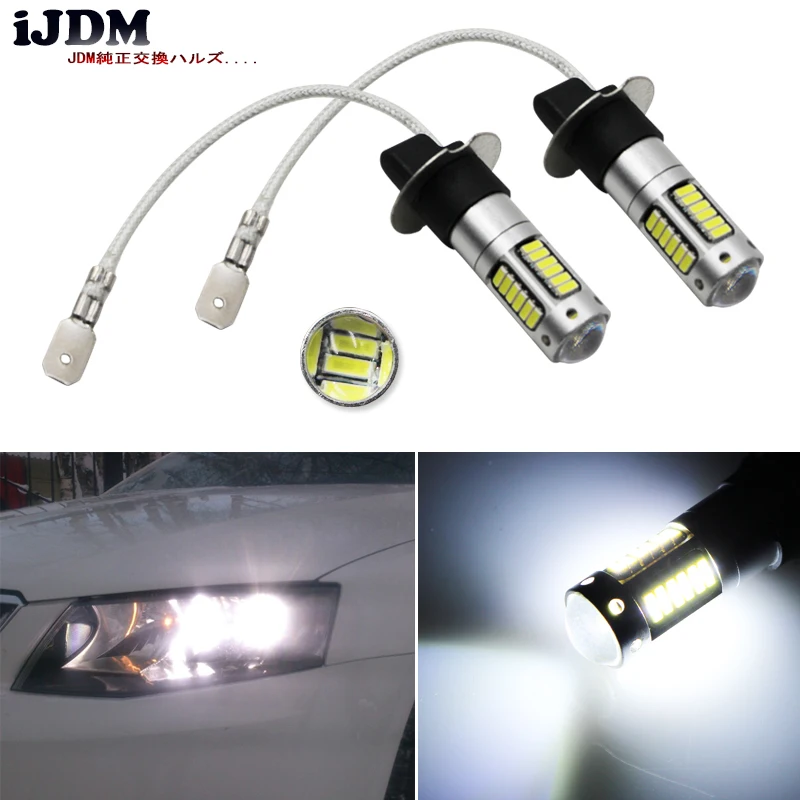 

2pcs High Power Xenon White 30-SMD 4014 H3 LED Replacement Bulbs For Car Fog Lights, Daytime Running Lights, DRL Lamps