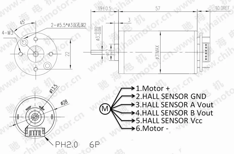 CHR-GM3162 постоянного магнита DC Холла кодовый диск двигатель/высокий крутящий момент высокой мощности DC6V12V24V