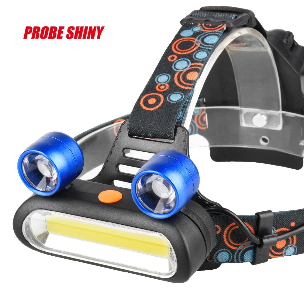 

Tri-core strong headlights rechargeable long-range be inductive zoom super bright head-mounted outdoor headlights