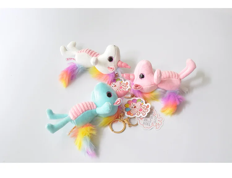 12 см мини радужные полосы розовый белый зеленый единорог плюшевые игрушки стиль Kawaii мягкий брелок Мягкая кукла игрушки для девочек Сумка Декор