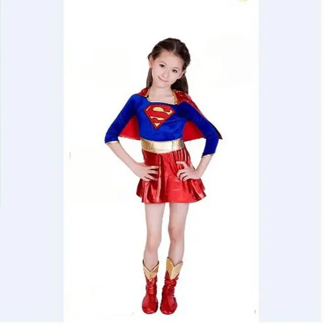 2017 new child supergirl sexy girl super hero costume cosplay party for super girl costume kids - Super Heros Fille 2017 new child supergirl sexy girl super hero costume cosplay party for super girl costume kids - Super Heros Fille