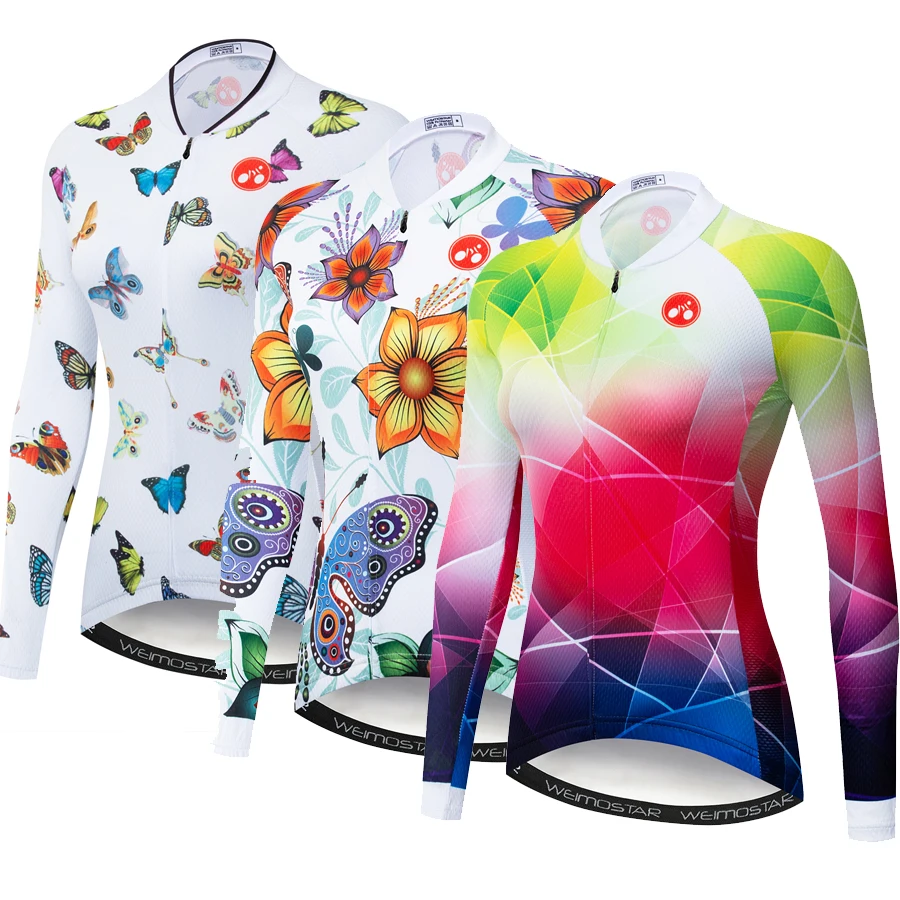 

Pro Team Cycling Jersey Women Long Sleeve Autumn mtb Bike Jersey Maillot Ciclismo Outdoor Racing Sport Bicycle Shirt Top Flowers