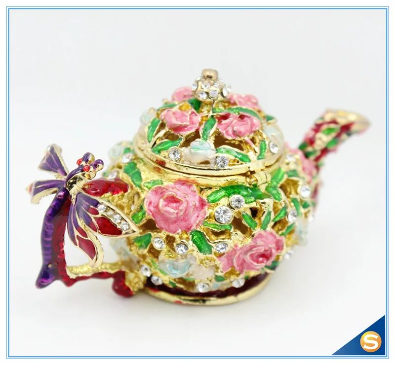 

Free Shipping Dragonfly on the Teapot Trinket Box Jewelry Box Wedding Gift Box