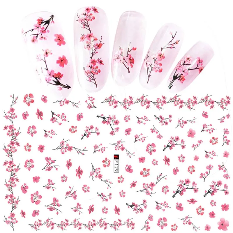 

Nail Art Stickesr Pink Flower Series Water Transfer Decal Sliders for Nail Art Decoration Tattoo Wraps DIY Tools Tips