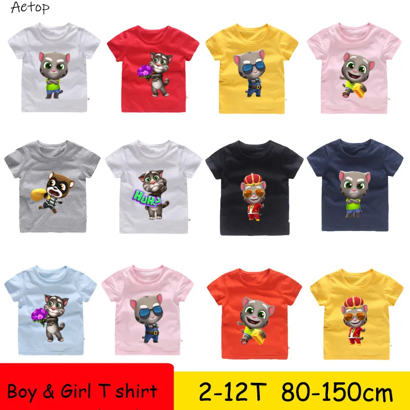 

hot children's favorite online games can speak Tom cat prints boy T-shirt summer Tshirt Tom cat and his friends cartoon costumes