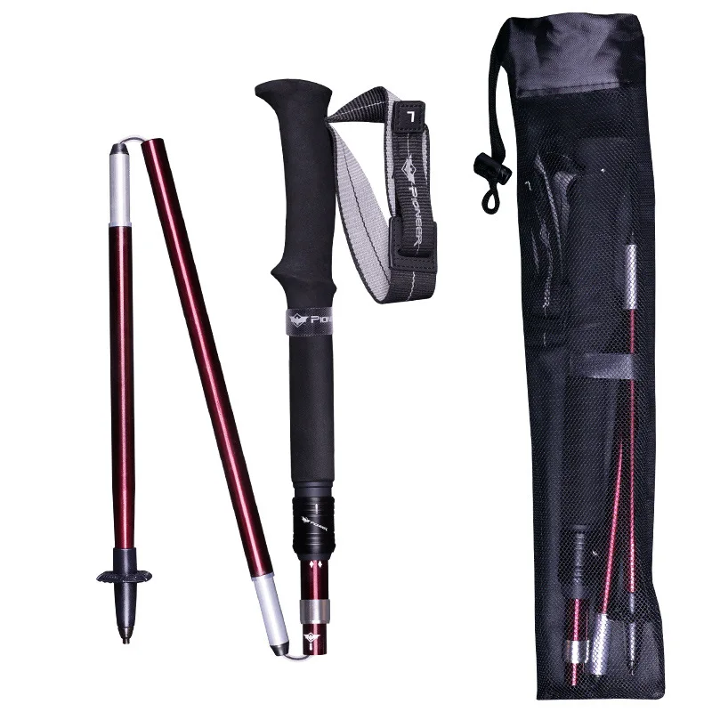 Sección 5 plegable de la luz Ultra-bastón senderismo nórdico Alpenstocks de aluminio carbono tungsteno senderismo palos ajustable polo Sección 5 plegable de la luz Ultra-bastón senderismo nórdico Alpenstocks de aluminio carbono tungsteno senderismo palos ajustable polo