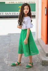 Новинка 2018 года летние Короткая юбка для Девушки Корейская версия свежие детские шорты юбка хлопок детская одежда поддельные открытые