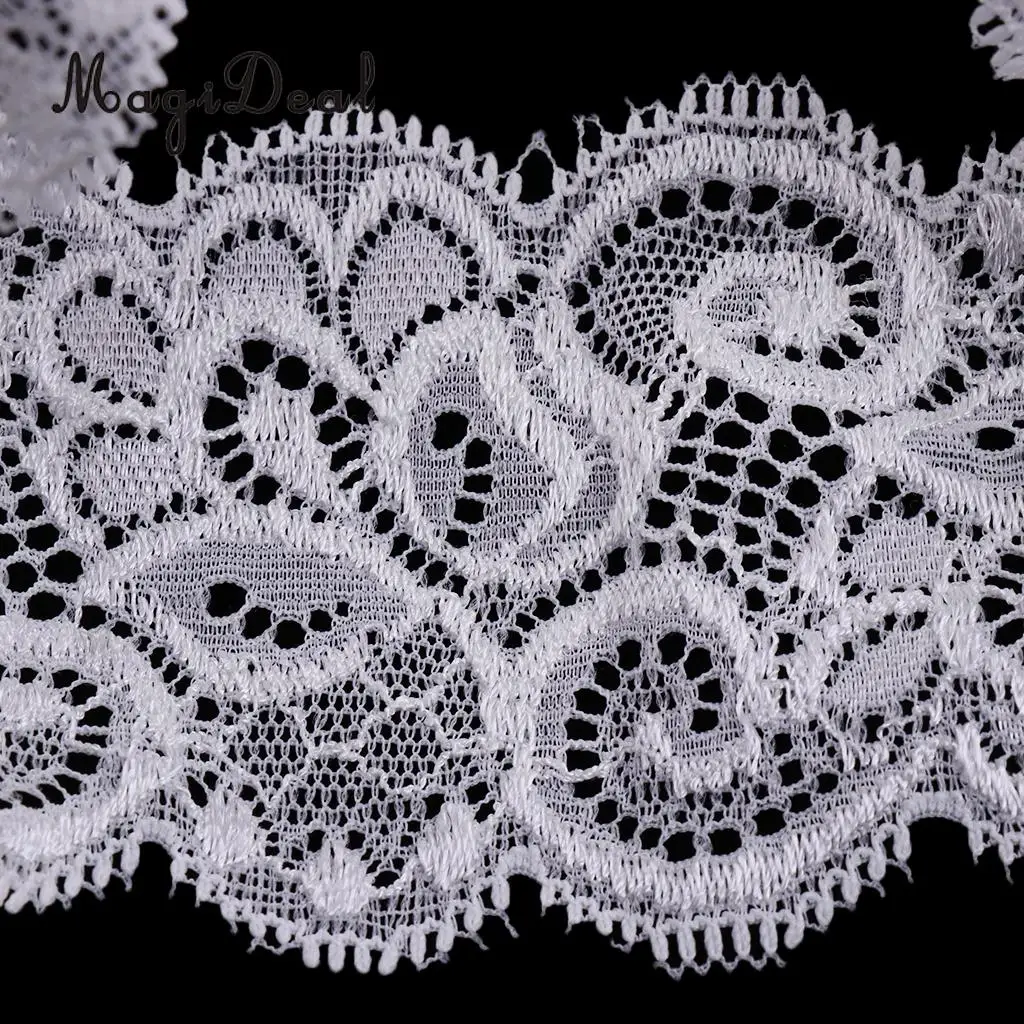 MagiDeal Romantic Wedding Bridal Lace Garter Pearls Rhinestone Bow Garter White