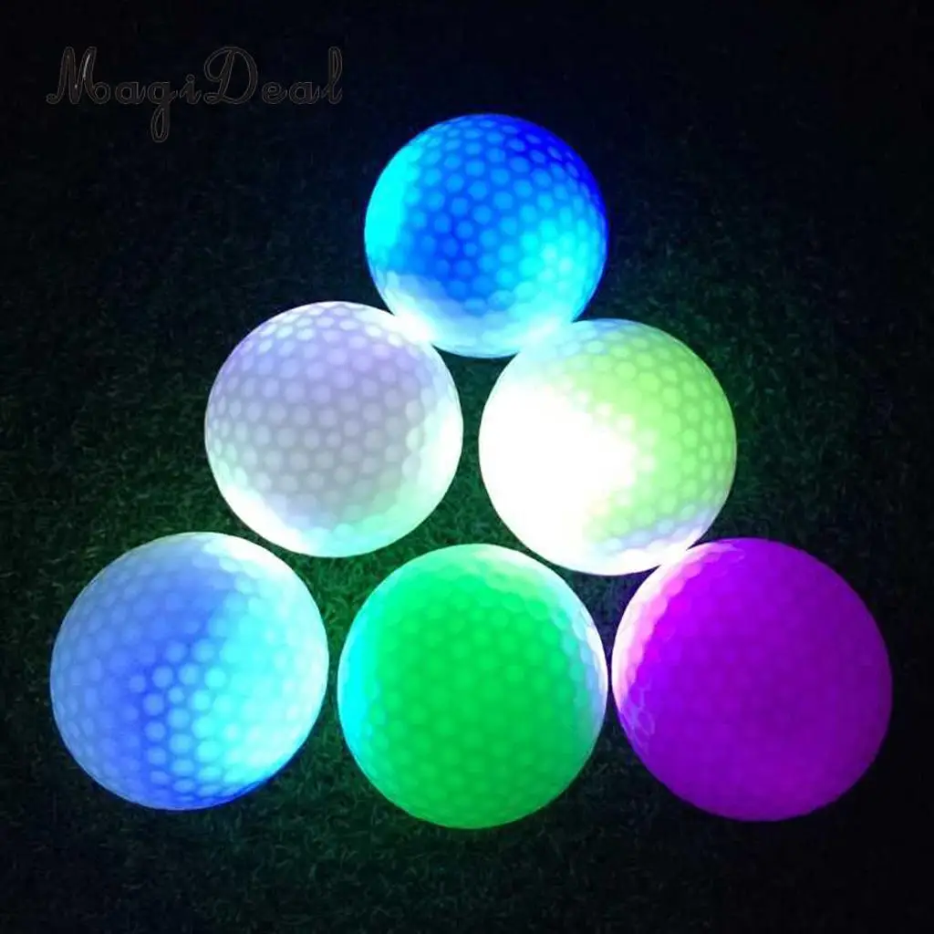 MagiDeal 6 Pieces Glow In Dark LED Light Up Golf Ball Official Size Tournament Ball ( 6 Colors)