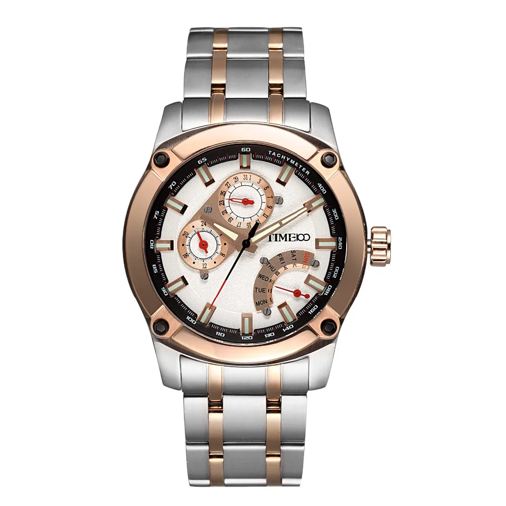 TIME100 Original Unique Chronograph Men Watches Stainless Steel Strap