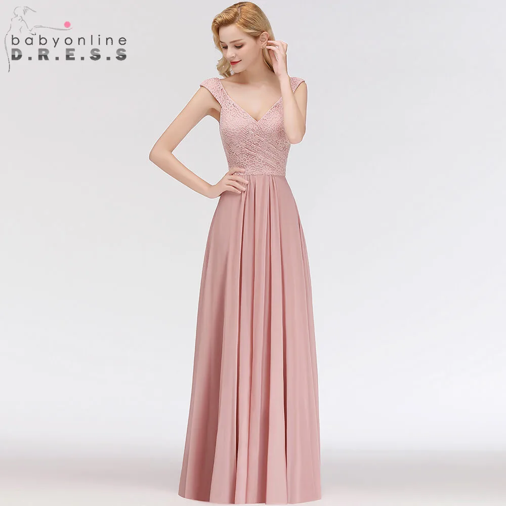 Vestido de Festa Сексуальное Розовое Кружевное Длинное Вечернее Платье Замечательное А