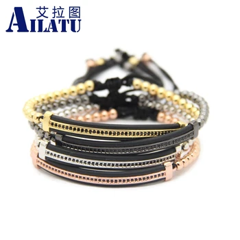 

Ailatu 10 Piece CZ Long Brass Tube Watch Protector Bracelet 4mm Stainless Steel Cubic Zirconia Jewelry Wholesale for Fashion Men