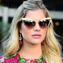 2019 тенденции моды кошачий глаз женские солнцезащитные очкив ретро стиле дамы золото солнцезащитные очки для женщин Женский оттенок UV400