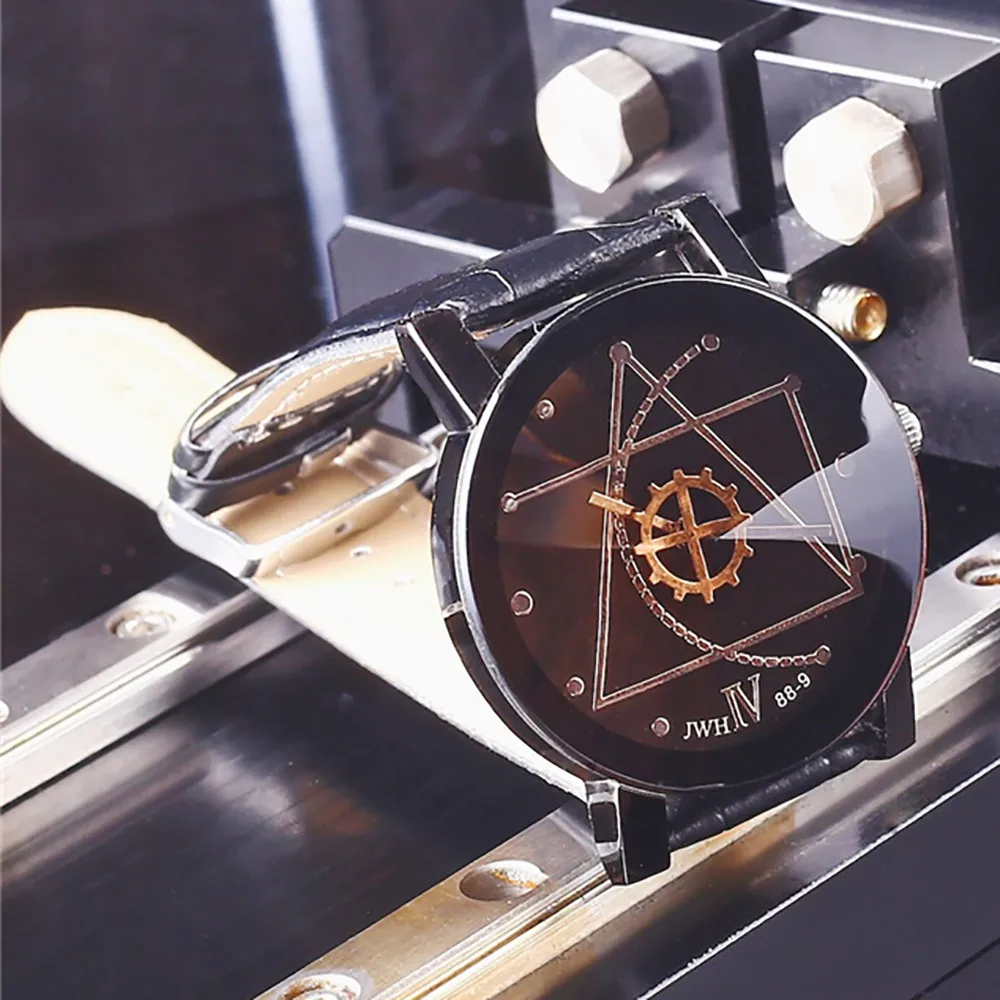 Ретро дизайн кожаный ремешок Аналоговый сплав кварцевые наручные часы relojes hombre