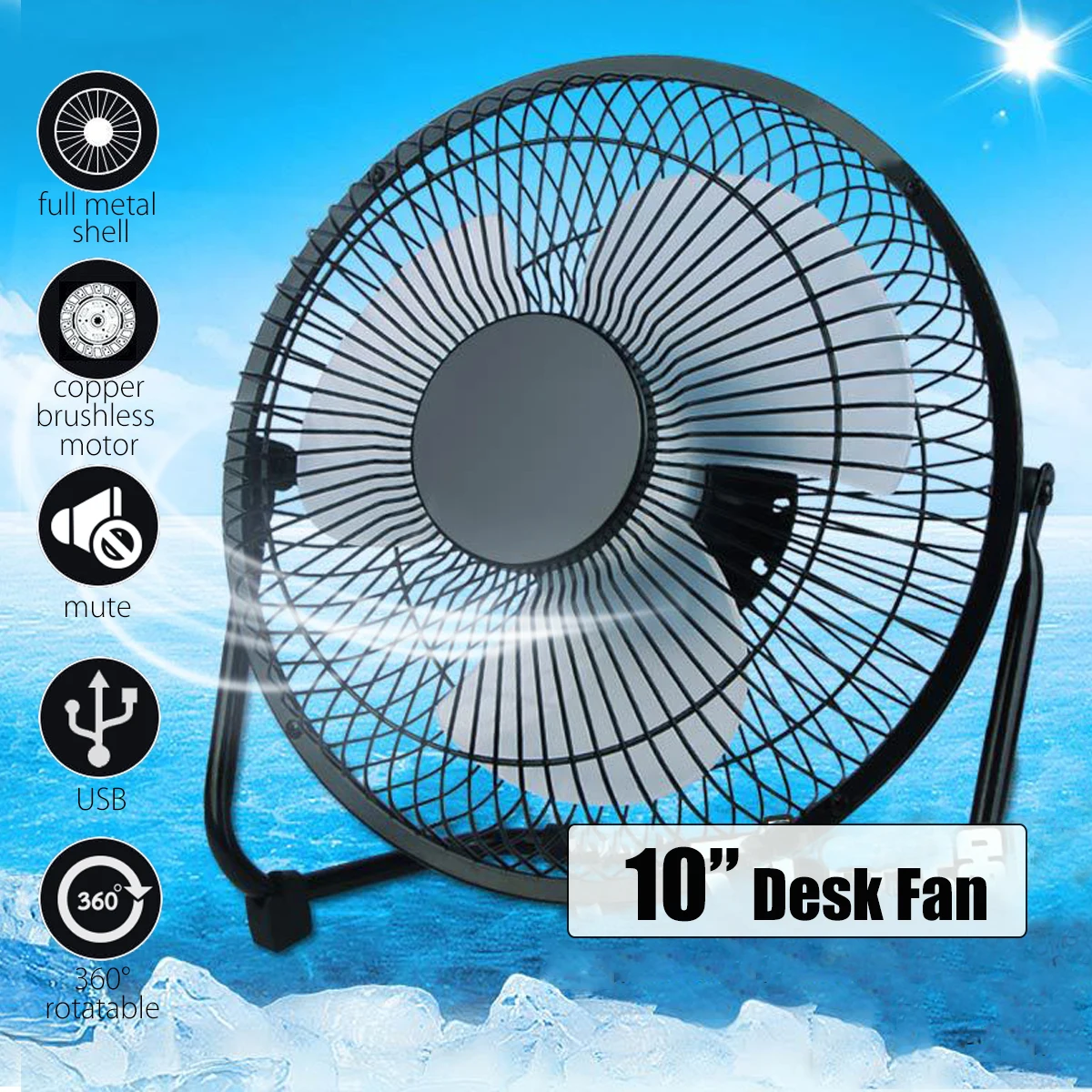

8/10inch New USB Gadgets Mini USB Fan For Laptop/PC Metal Electrical 360 Rotatable USB Fan Cooler Rechargeable Battery Desk