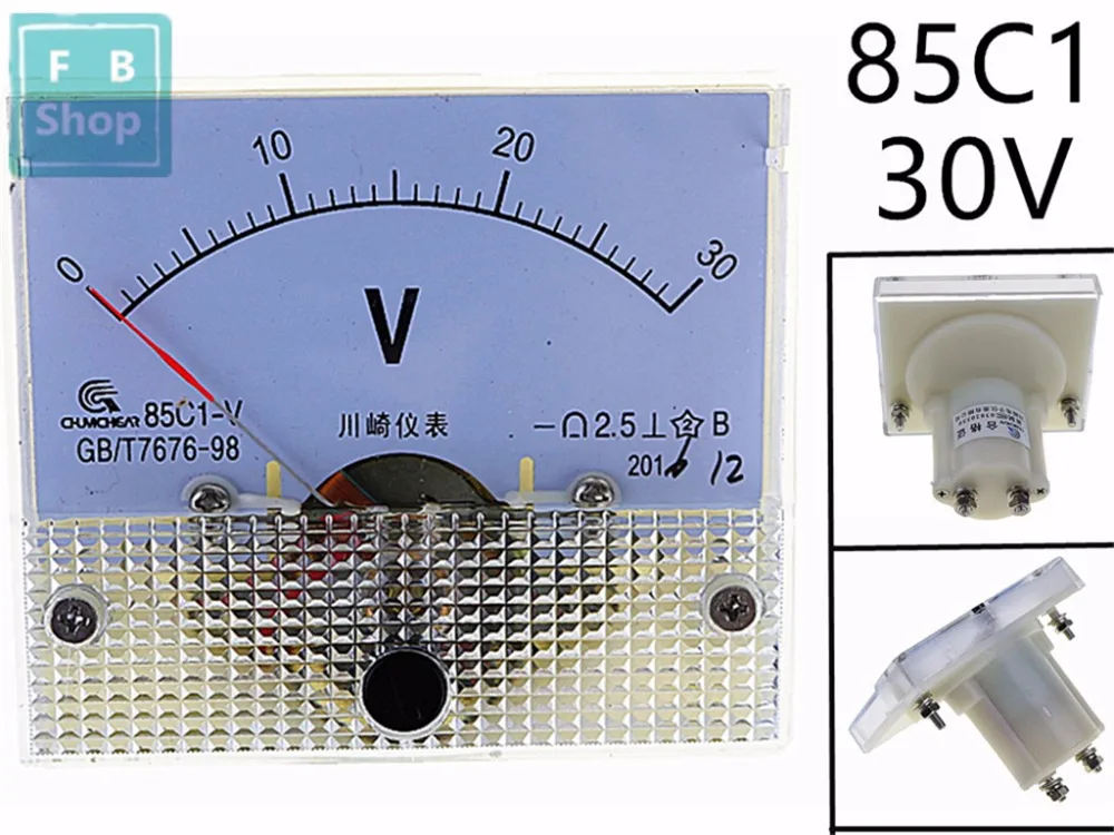 1 шт. 85C1 1 в 2 в 3 в 5 в 10 в 15 в 20 в 30 в 50 в 75 в Аналоговый DC напряжение иглы Панель вольтметр