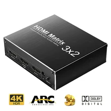 HDMI матричный переключатель 2,0 адаптер 4K HDR ARC 3 в 2 Выход HDMI сплиттер конвертер ИК-адаптер управления для ноутбука Ps4 ПК проектор ТВ