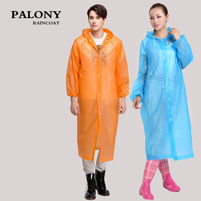 EVA Transparent Raincoat, Portable Outdoor Travel Rainwear, Waterproof Camping Hooded Ponchos, Plastic Rain Cover, Fashion
