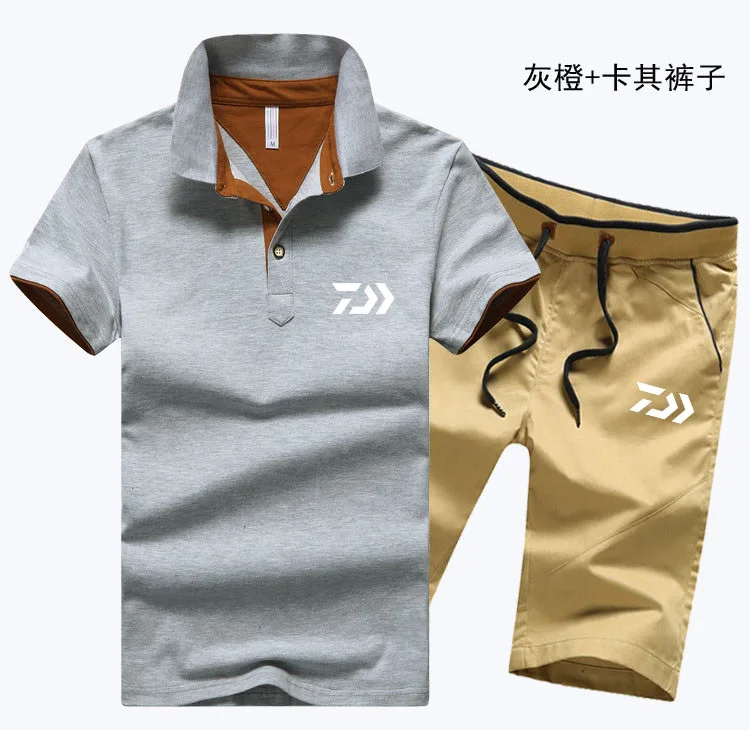 Новая весенняя Летняя мужская спортивная одежда, комплект из 2 предметов, комплект одежды для рыбалки DAIWA, Быстросохнущий Спортивный костюм dawa, рыболовство, рубашки+ штаны