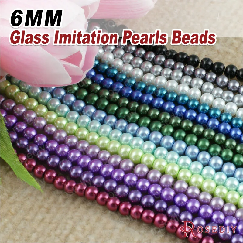 

(9614)1 String,about 140 Beads 6MM Dyeing Color Glass Imitation Pearls Round Beads Ball Beads Jewelry Accessories Findings