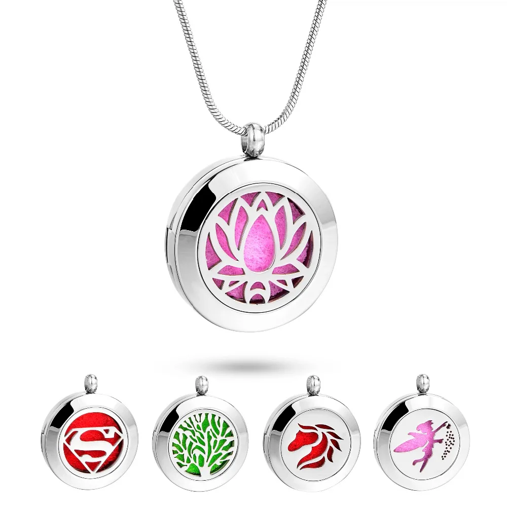 

20mm Stainless Steel Pendants Diffuser Lockets Necklace For Colorful Pads Perfume Essential Oil Necklace Women Men Gift