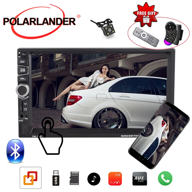 

7''2Din Car Radio Bluetooth Stereo FM/TF/USB/AUX MP5 Mirror Link for Android GPS