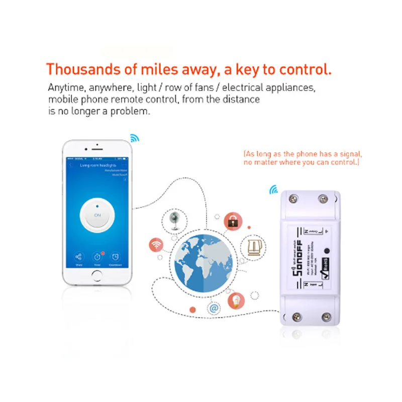 Itead Sonoff RF 433 МГц Интеллектуальный беспроводной WiFi переключатель умный дом автоматизация модули DIY переключатель совместим с