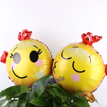 

20pcs Smiling Face Love Kiss Siamese foil balloons air filled globos decorations for wedding birthday party ballons wholesale