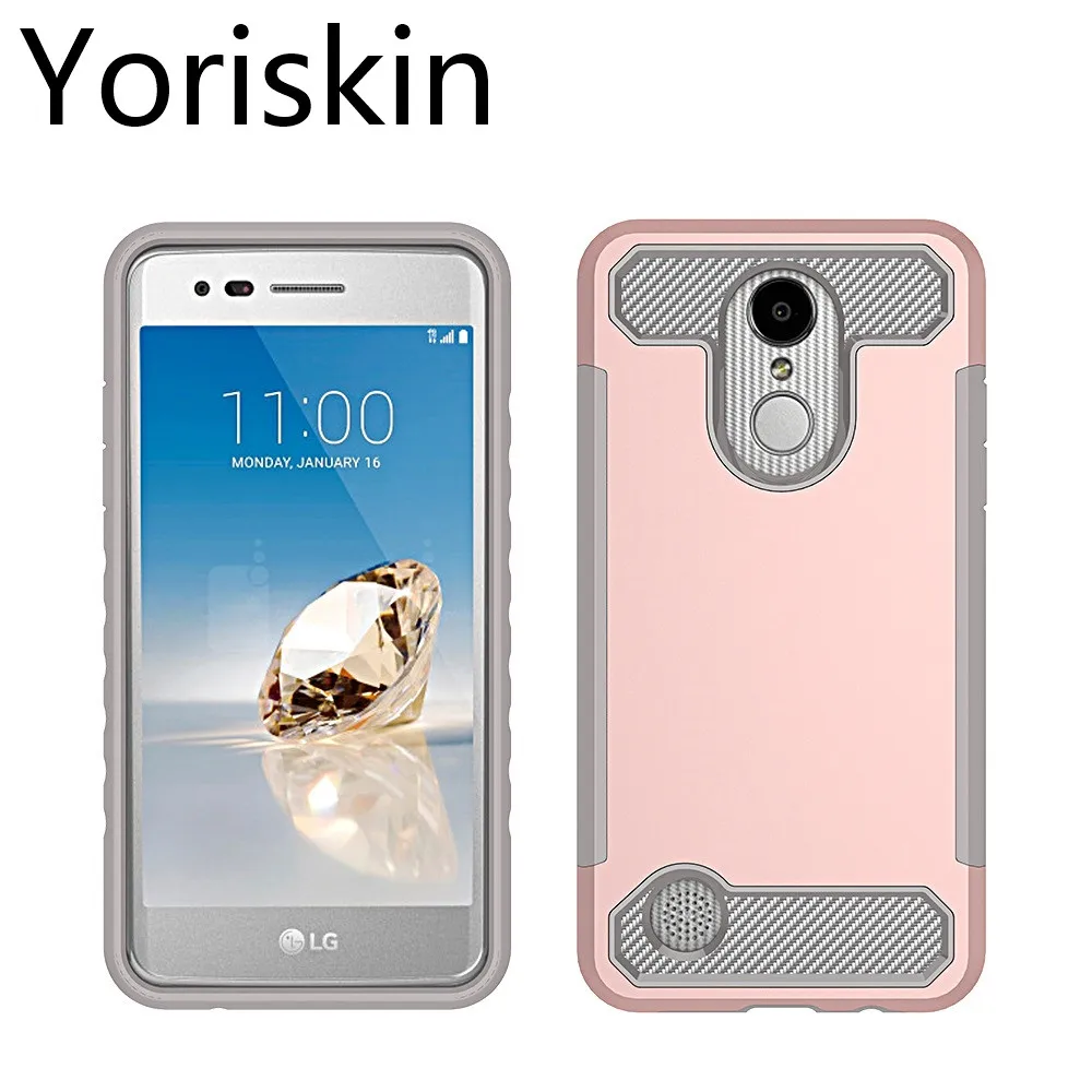 

For LG K20 PlusCarbon Fiber Protective Case Dual Layer Slim Armor Shockproof Phone Case Cover For LG K20 Plus Heavy Duty Case